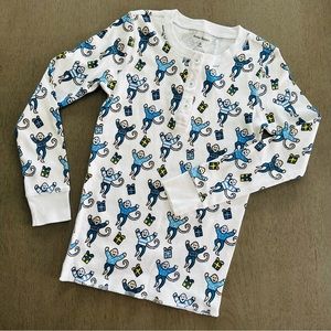 ROLLER RABBIT Holiday Monkey Nights Pajama Top Long Sleeve Size 6 Years New